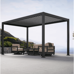 Sorara pergola outdoor structure with modern design and open-roof construction.