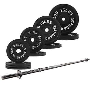 90-lbs BalanceFrom Cast Iron Standard Weight Plates Set w/ 5' Bar & Star Locks $68 + Free Shipping