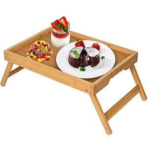 Artmeer Bamboo Bed Tray Table w/ Folding Legs From $9.90