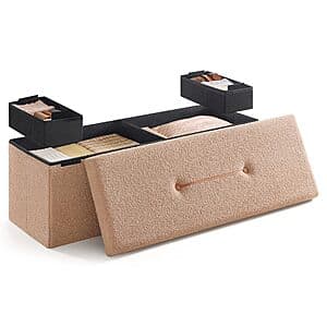 Songmics Storage Ottoman Storage Bench (15" x 43" x 15", Camel Brown) $25.80