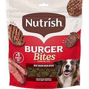Select Accounts: 12-Oz Nutrish Burger Bites Dog Treats (Beef Recipe w/ Bison) $3.55 w/ S&S