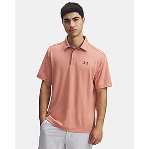 Under Armour Men's UA Tech Men's Polo Shirt (Canyon Pink, Limited Sizes) $13.50