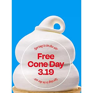 Dairy Queen Offer: Small Dairy Queen Soft Serve Vanilla Ice Cream Cone Free to Claim (Valid 3/19 Only)