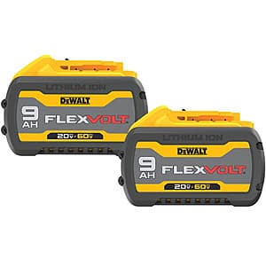 2-Pack DeWALT FLEXVOLT 20V/60V 9Ah Lithium Ion Power Tool Battery Pack $219 + Free Shipping