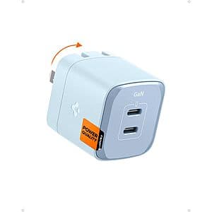 Spigen GaN III 352 Dual Port 35W USB-C Compact Foldable Dual Wall Charger $8