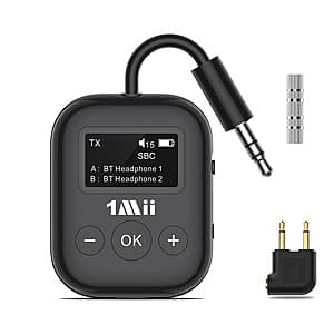 1Mii SafeFly Min Bluetooth 5.3 Transmitter for Airplane Travel $10
