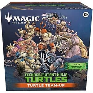 Magic: The Gathering Teenage Mutant Ninja Turtles Turtle Team-Up Card Game box featuring TMNT characters and card game branding.