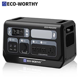 2048Wh ECO-WORTHY PS 2400W (4800W Peak) LiFePO4 Power Station $435 + Free S&H