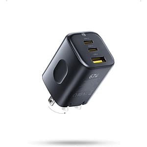 Baseus PICOGO 67W USB-C Charger 3-Port Fast Charging Block w/ Foldable Plug $17