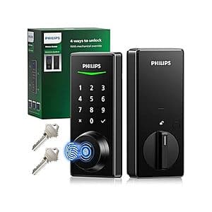 Philips DDL210X Fingerprint Keyless Entry Door Lock (Black) $44 + Free S&H w/ Prime