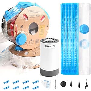 Creality 3D printer filament vacuum storage kit with eight clear vacuum bags, ready for sealed filament storage.