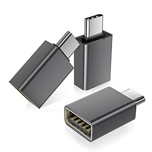 3-Pack Basesailor USB-C to USB-A Adapters (Gray) $3.80