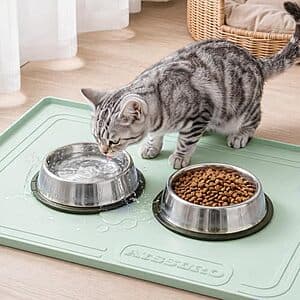 22" x 19" Aisslro Silicone Dog or Cat Feeding Mat w/ Raised Edges (2 Colors) $9