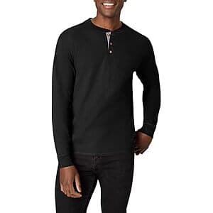 Hanes Beefy-T Men's Long Sleeve Henley Shirt (Ebony) $6.20