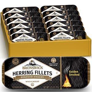 12-Pk 3.25-Oz Brunswick Golden Smoked Herring Fillets $17.55 w/ S&S