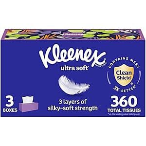 360-Count Kleenex Ultra Soft 3-Ply Facial Tissues $4.50 w/ Subscribe & Save
