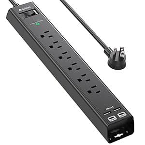 Addtam 6-Outlet Power Strip Surge Protector w/ 4 USB Charging Ports $10 & More