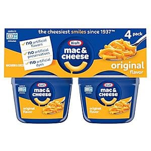Select Accts: 4-Count 2.05-Oz Kraft Mac & Cheese Cups $1.85 + Free Shipping