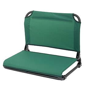 Green Ozark Trail stadium seat with backrest and carrying strap for sporting events and outdoor activities.