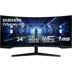 34" Samsung Odyssey G5 G55T 3440x1440 165Hz 1ms Curved Ultrawide VA Monitor $260 + Free Shipping