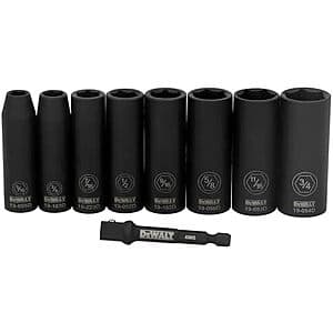 9-Piece DEWALT 3/8 Drive 6-Point Standard SAE Deep Socket Set $34.80