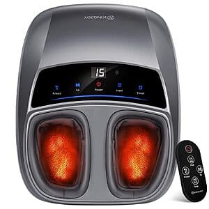 Gray Kingjoy Shiatsu Foot Massager with control panel, designed for therapeutic foot massage and heat therapy.