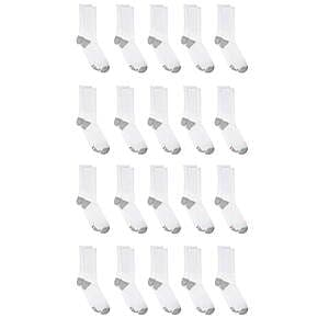 20-Pairs Hanes Men's Lightweight Comfort Super Value Crew Socks $10