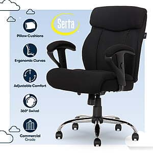 Serta Commercial Grade Fabric Office Chair (Black, Supports up to 300-lbs) $91 + Free S&H