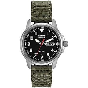 37mm Citizen Men's Eco-Drive Weekender Garrison Field Watch w/ Olive Nylon Strap $135 Or Less + Free S&H
