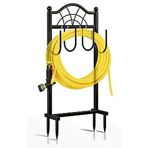 Shomextol Freestanding Metal Garden Hose Holder w/ 100' Capacity & 4 Ground Spikes $19