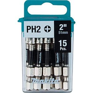 15-Piece 2" Makita Impact XPS #2 Phillips Power Bits $11.10