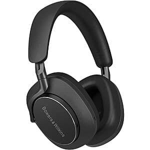 Bowers & Wilkins Px8 over-ear headphones in black with premium materials, available in multiple color options including Royal Burgundy, Tan, and Dark Forest.