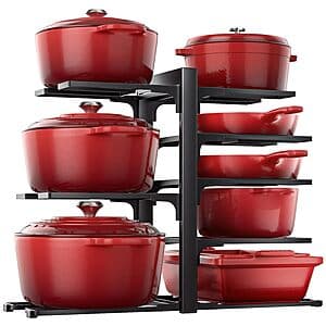 Prime: 8-Tier 15.8" ORDORA Under Cabinet Adjustable Pots & Pans Organizer (Black) $19.80 + Free S&H