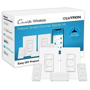 Lutron Caseta Deluxe Smart Dimmer Switch Kit w/ Smart Hub $116.80 + Free Shipping