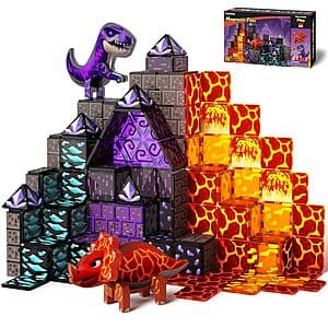 40-Pc GobiDex Lava & Cave Dinosaur Magnetic Tiles Building Set $11.80
