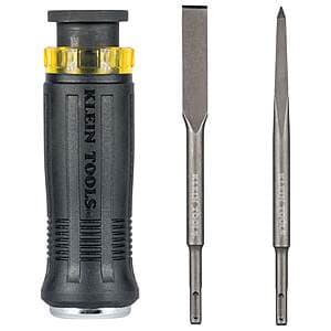 Klein Tools 3-Pc SDS Demolition Driver w/ Flat Chisel & Bull Point Tips $20 + Free S&H