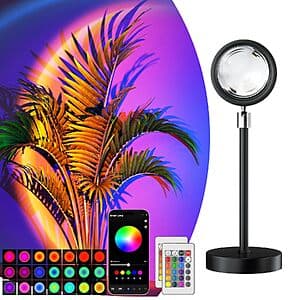 Bavcieu RGB Sunset Lamp Projector w/ Remote, App Control & Music Sync $11.35