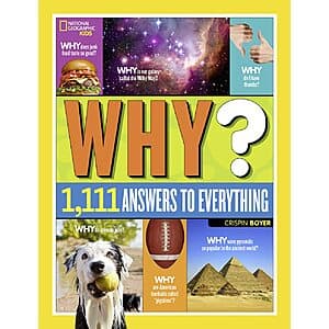National Geographic Kids Why? hardcover book with over 1,111 answers, featuring the National Geographic branding on the cover.