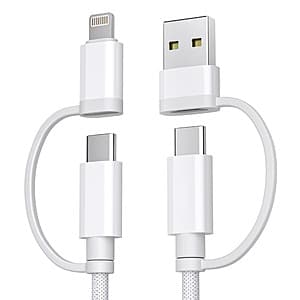 6.6-ft Basesailor 4-in-1 60W USB-C to USB-C Cable w/ Lightning & USB-A Adapters $6.50