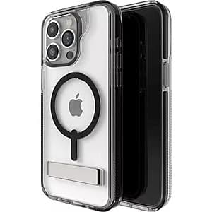 ZAGG Santa Cruz Snap Case with MagSafe in a neutral colorway for iPhone 15 Pro Max, showing the case on a smartphone with MagSafe ring visible.