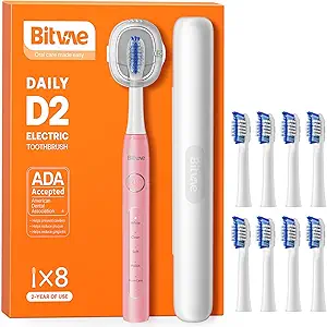 Bitvae D2 Rechargeable Electric Toothbrush w/ 8 Brush Heads & Case (Various Colors) $13
