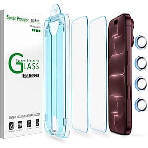 Prime: 2-Pk amFilm OneTouch iPhone 13-18 Tempered Glass Screen Protectors from $5 + Free S&H
