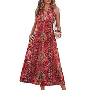 OFEEFAN Women's Sleeveless Midi Maxi Dress (Various) $10