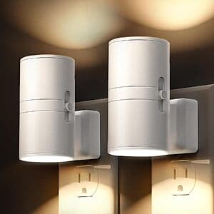 2-Pk L Lohas Dimmable Wall Plug Light Sensor LED Night Light (3000K Soft White) $5.60