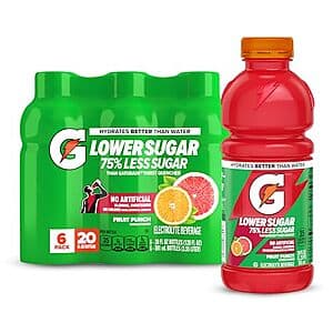 6-Pk 20-Oz Gatorade Lower Sugar Sports Drink (Fruit Punch) $3.80 w/ S&S