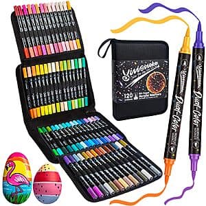 60-Pk Vivistroke Dual-Color Brush Tip Acrylic Paint Marker Set $12