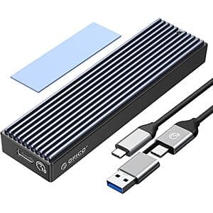 ORICO M.2 NVMe & SATA SSD Enclosure w/ USB 3.1 Gen 2 10Gbps $11.55