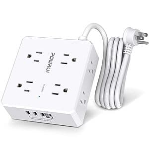 6' POWRUI 8-Outlet Power Strip w/ 3 USB-A & 1 USB-C Ports from $8.50