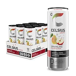 12-Pk 12-Oz Celsius Essential Energy Drink (Sparkling Fuji Apple Pear) $14.25 w/ S&S