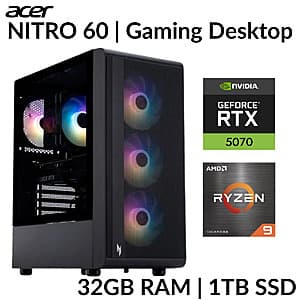 Refurb: Acer Nitro 60 Desktop: Ryzen 9 7900, RTX 5070, 32GB RAM, 1TB SSD $1120 + Free Shipping